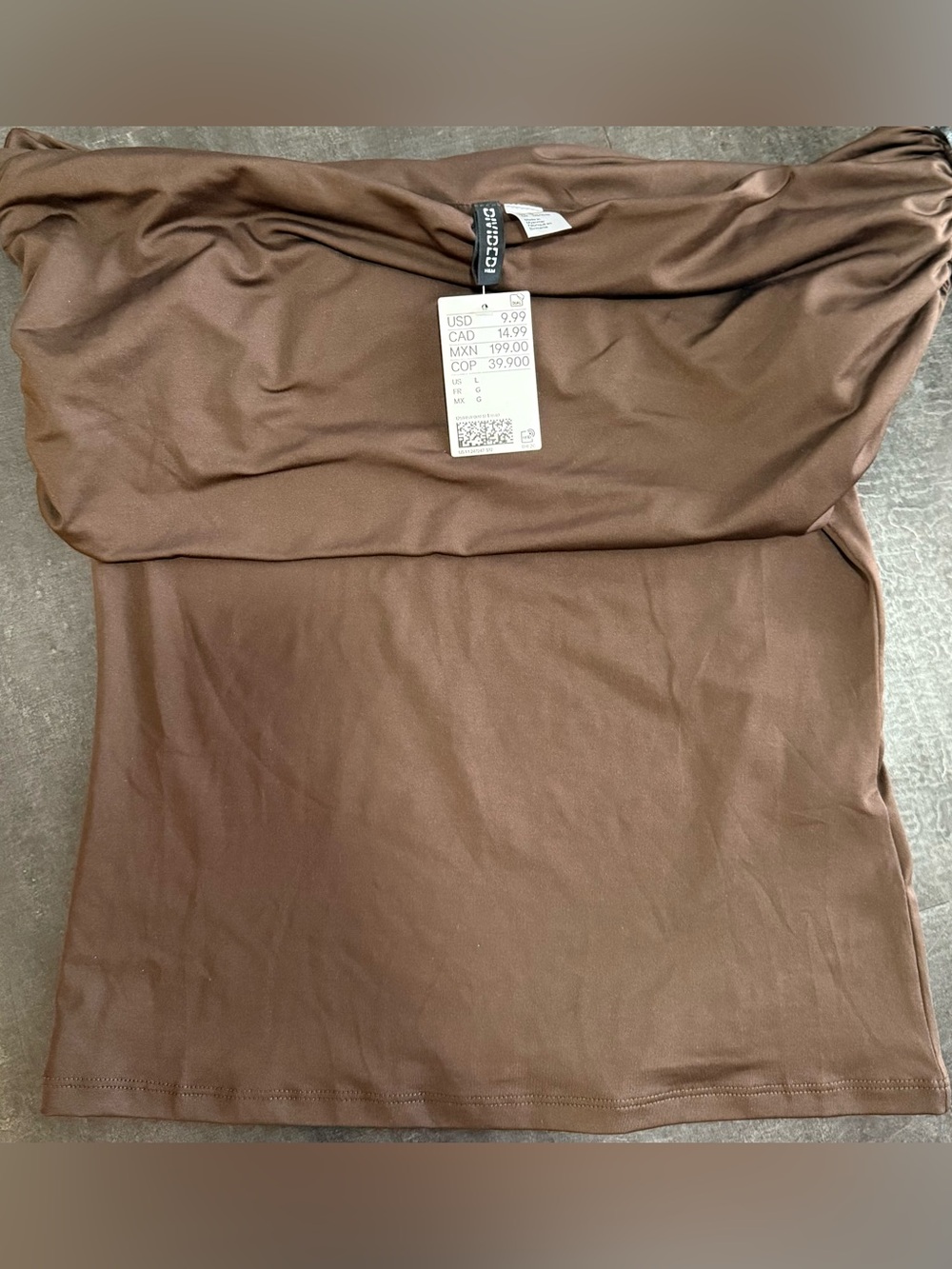 H&M Brown Off-Shoulder Stretch Camisole
